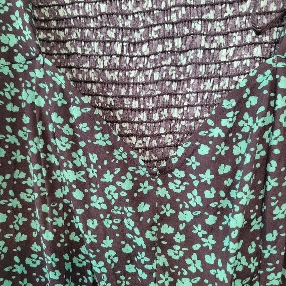 Zara Black & Green Ditzy Floral Print Long Sleeve Mini Dress Size Small - Picture 4 of 7